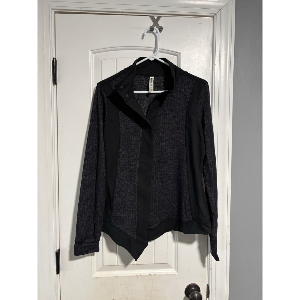 Kyodan Women's Black Asymmetrical Long Sleeve Workout Zipper Jacket Size Large